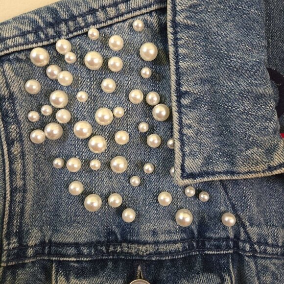 Tommy Hilfiger Denim Vintage Embroidered Spell Out Custom TruckerJacket Size M - Picture 3 of 8